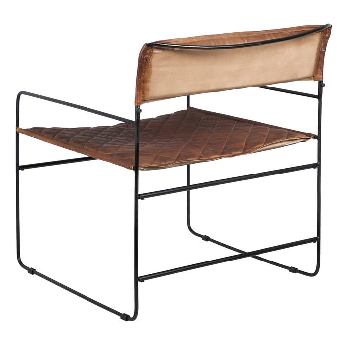 Brown Metal / Leather Living Room Chair 76 X 75 X 89 Cm