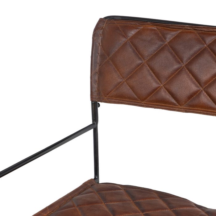 Brown Metal / Leather Living Room Chair 76 X 75 X 89 Cm