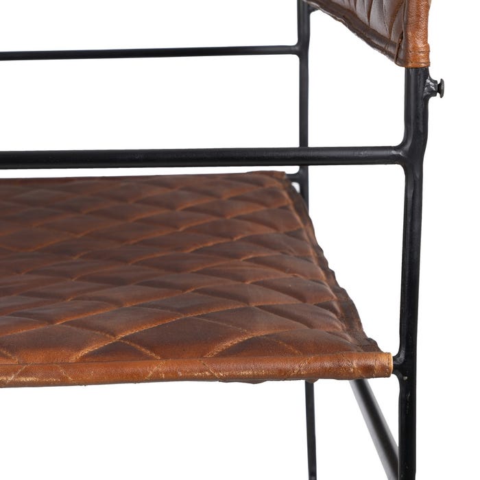Brown Metal / Leather Living Room Chair 76 X 75 X 89 Cm