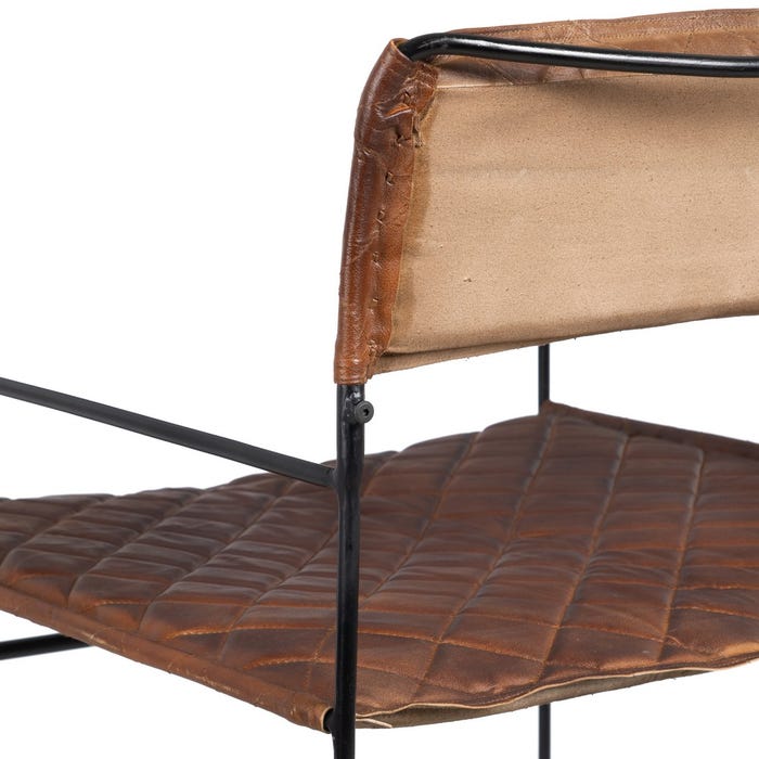 Brown Metal / Leather Living Room Chair 76 X 75 X 89 Cm
