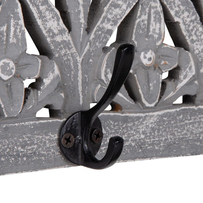 Cabide de parede cinza DM 40 x 13 x 13 cm