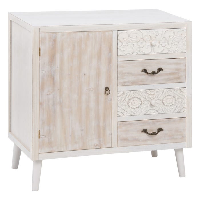 Mueble Recibidor Natural-Blanco 80 X 40 X 80 Cm