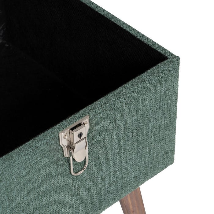 S/3 Banqueta-Baúl Verde Tejido-Madera 105 X 38 X 46 Cm