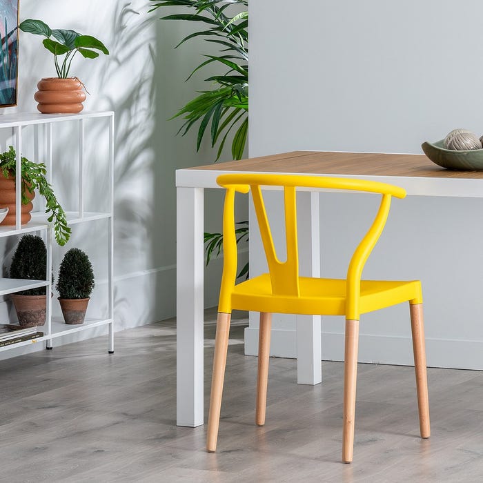 Silla Amarillo Pp-Madera 46 X 42 X 78,50 Cm