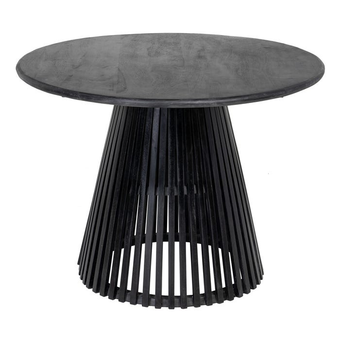 Mesa Comedor Negro Madera De Mango Salón 100 X 100 X 76 Cm