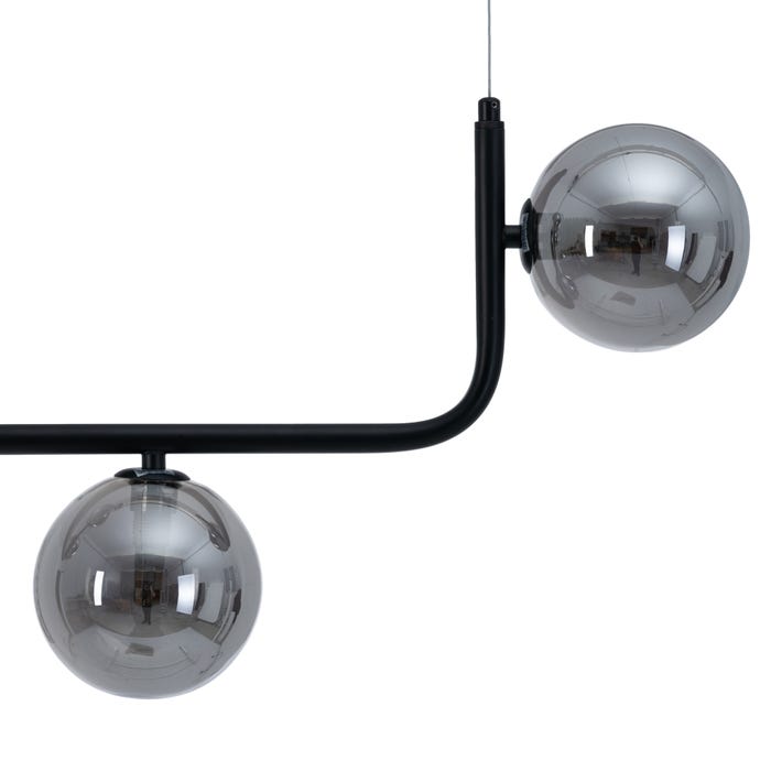 Luminária de teto em metal e vidro preto 85 x 15 x 32 cm