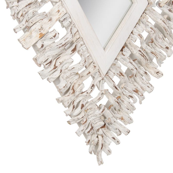 Espejo Blanco Rozado Madera De Teca 95 X 8 X 115 Cm