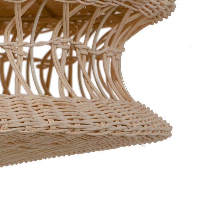 Luminária de teto em rattan creme/metal 52,50 x 52,50 x 25 cm