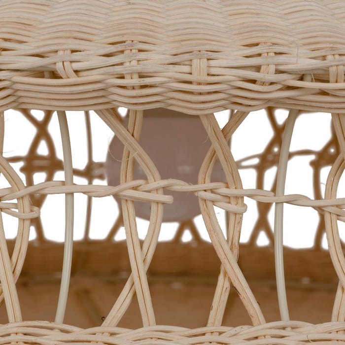 Luminária de teto em rattan creme/metal 52,50 x 52,50 x 25 cm