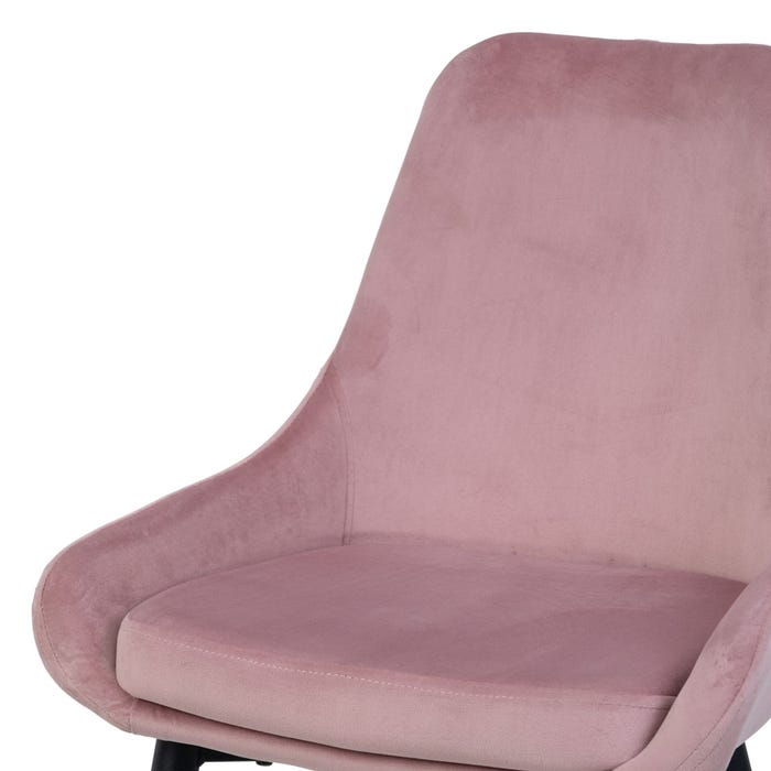 Silla Rosa Hierro / Poliester Salón 50 X 58 X 85 Cm