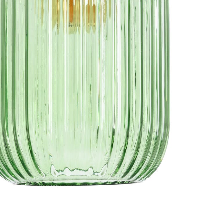 Lámpara Techo Verde Metal-Cristal 14 X 14 X 32 Cm