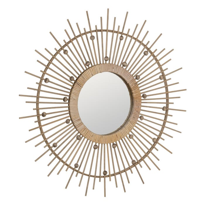 Natural Bamboo Mirror Decoration 70 X 3 X 70 Cm