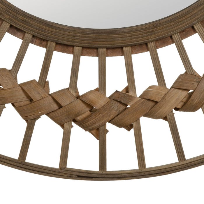 Decoração de espelho de bambu natural 80 x 3 x 80 cm