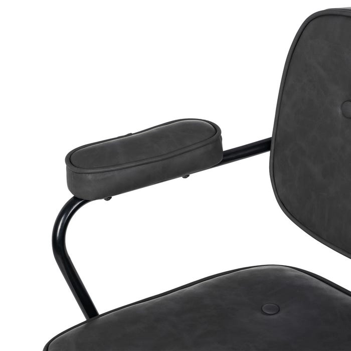 Cadeira de rodas de metal preto / couro sintético 56 x 56 x 92 cm