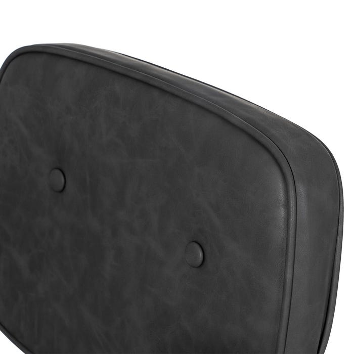 Cadeira de rodas de metal preto / couro sintético 56 x 56 x 92 cm