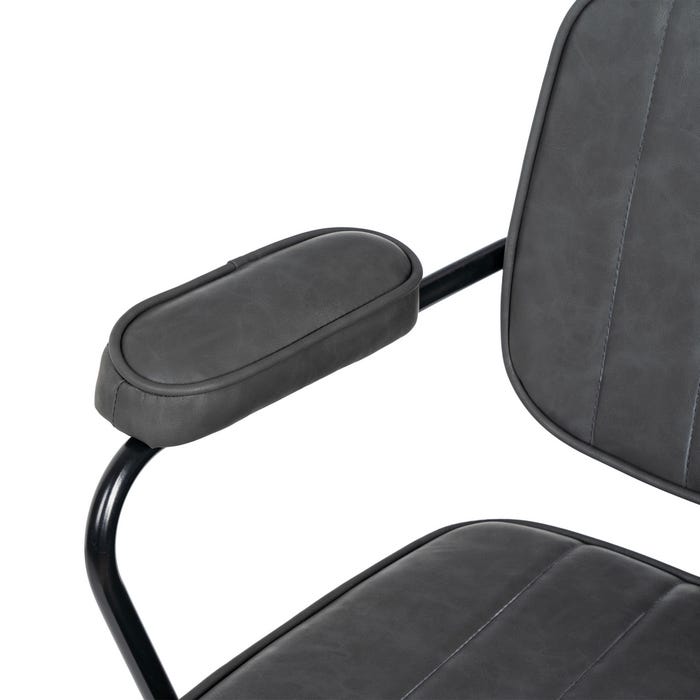 Cadeira de rodas de metal preto / couro sintético 56 x 56 x 92 cm