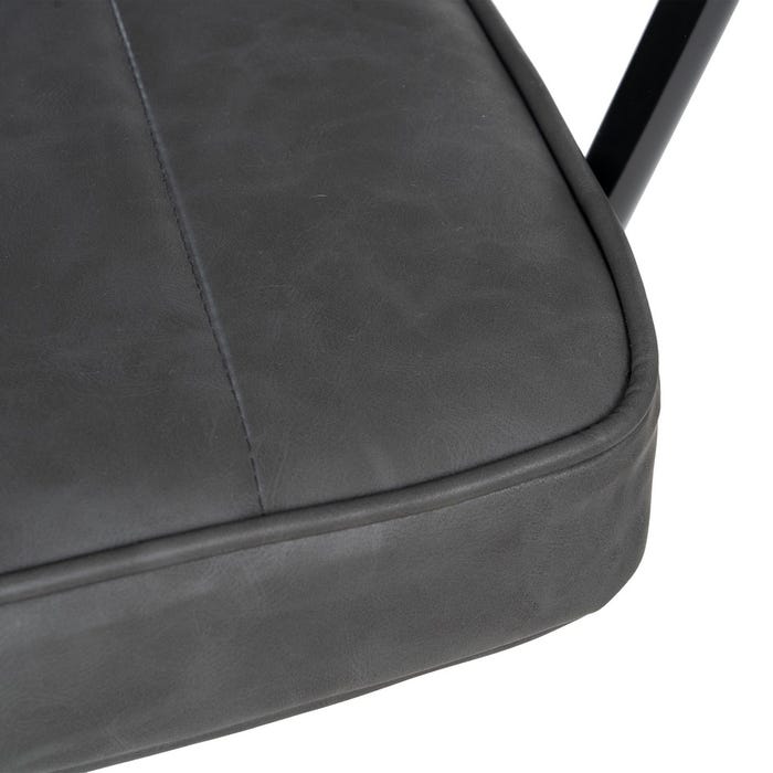 Cadeira de rodas de metal preto / couro sintético 56 x 56 x 92 cm
