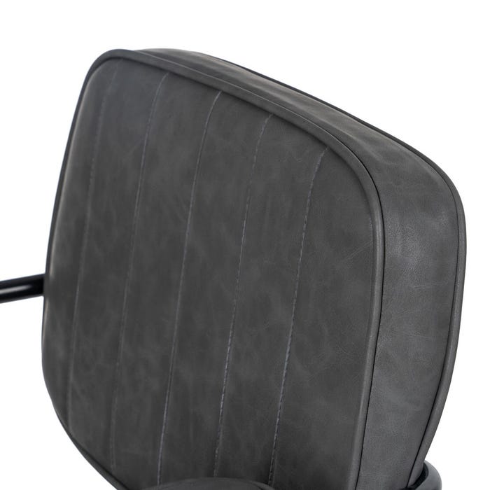 Cadeira de rodas de metal preto / couro sintético 56 x 56 x 92 cm