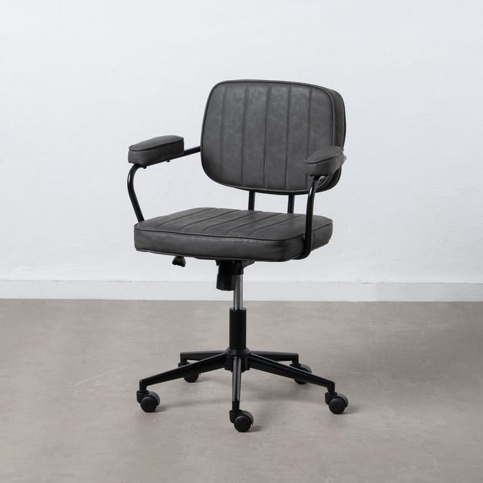 Cadeira de rodas de metal preto / couro sintético 56 x 56 x 92 cm