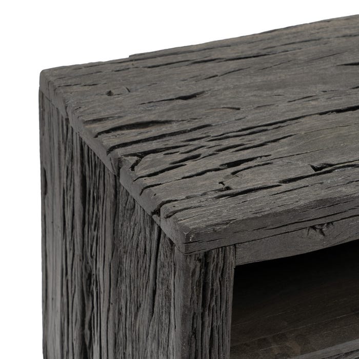 Black Wood / Steel TV Cabinet Living Room 160 X 40 X 59 Cm