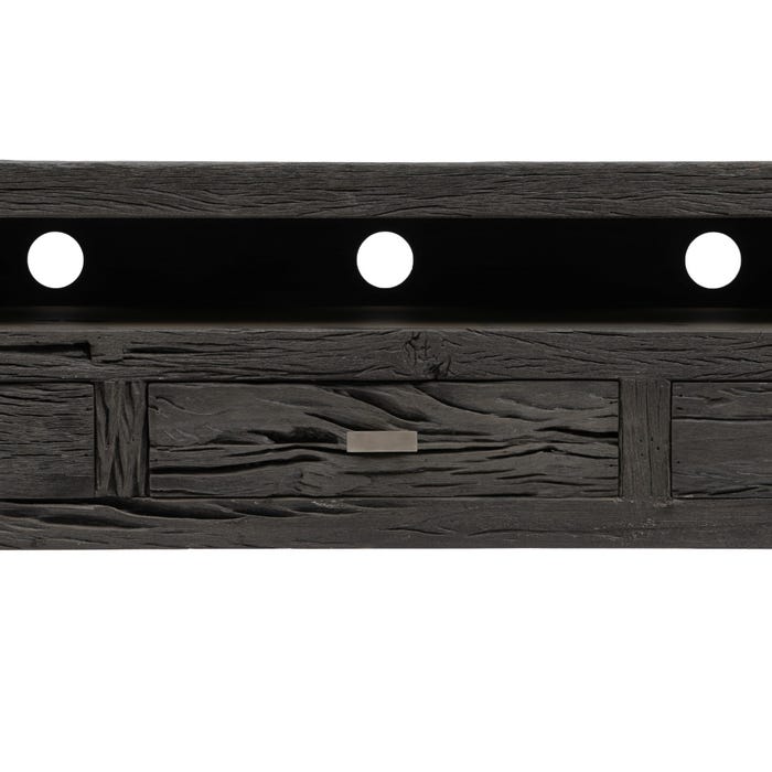 Mueble Tv Negro Madera / Acero Salón 160 X 40 X 59 Cm