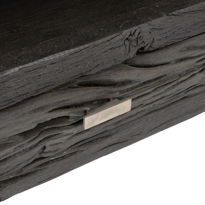 Mueble Tv Negro Madera / Acero Salón 160 X 40 X 59 Cm