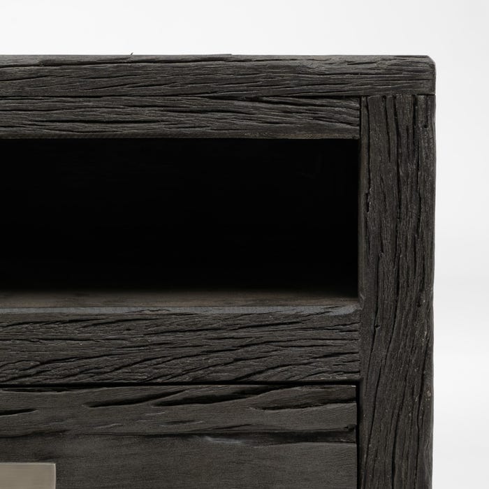 Black Wood / Steel TV Cabinet Living Room 160 X 40 X 59 Cm