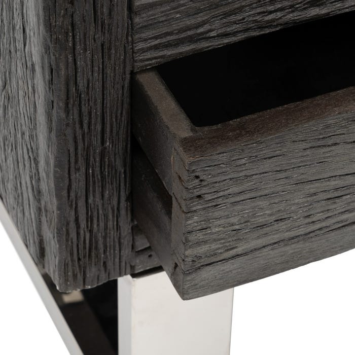 Mueble Tv Negro Madera / Acero Salón 160 X 40 X 59 Cm