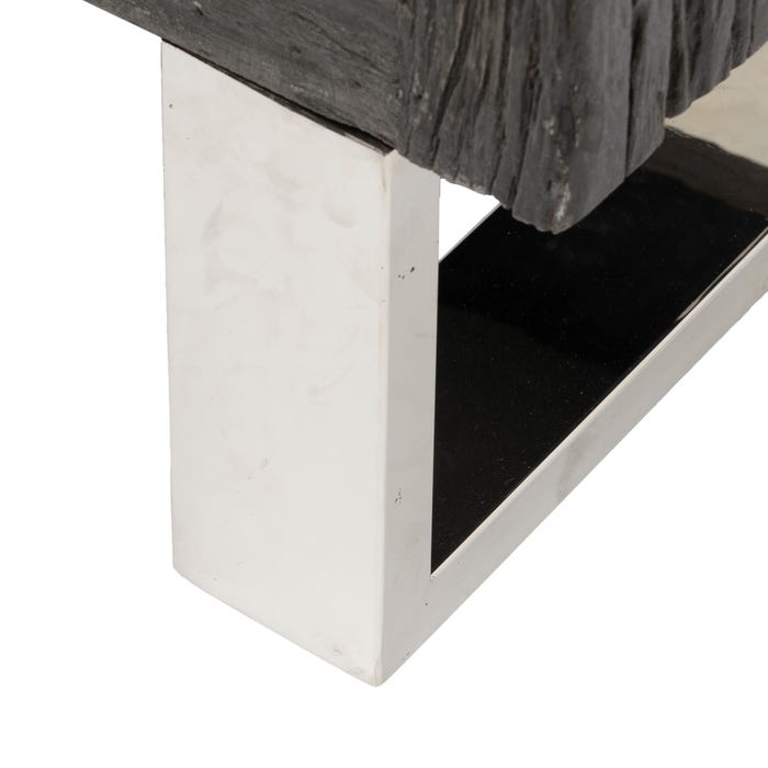 Mueble Tv Negro Madera / Acero Salón 160 X 40 X 59 Cm