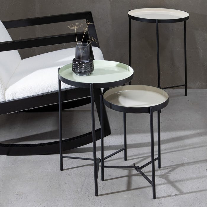 Black-Taupe Iron Side Table Living Room 30 X 30 X 40.50 Cm
