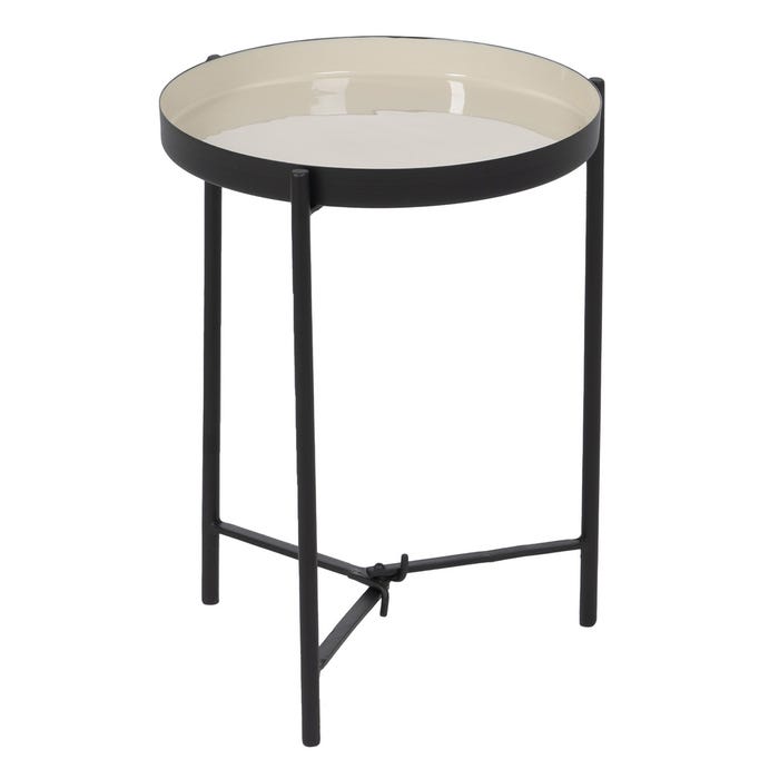 Black-Taupe Iron Side Table Living Room 30 X 30 X 40.50 Cm