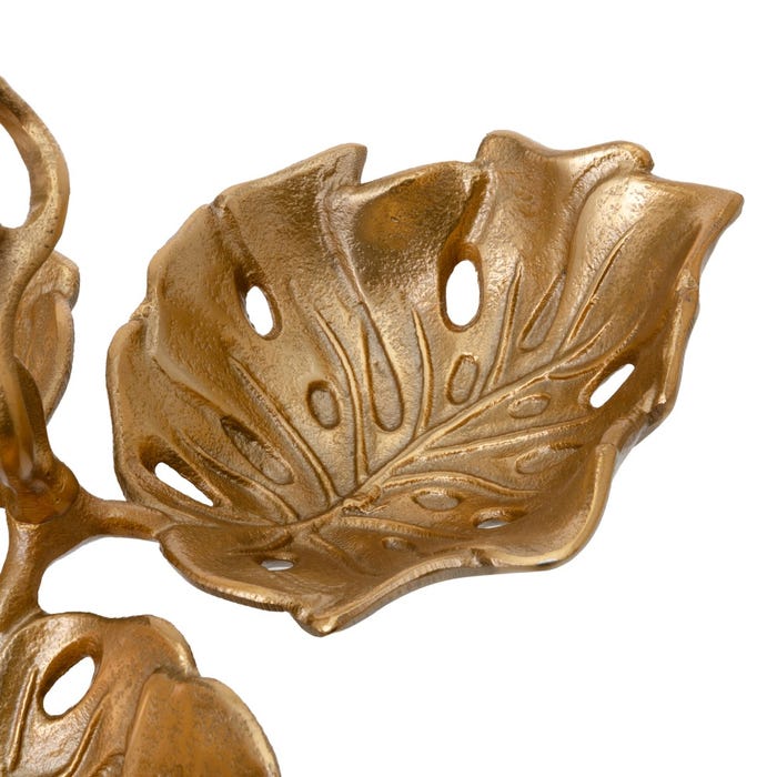 Centro Mesa Hojas Oro Aluminio 28,50 X 28,50 X 20 Cm