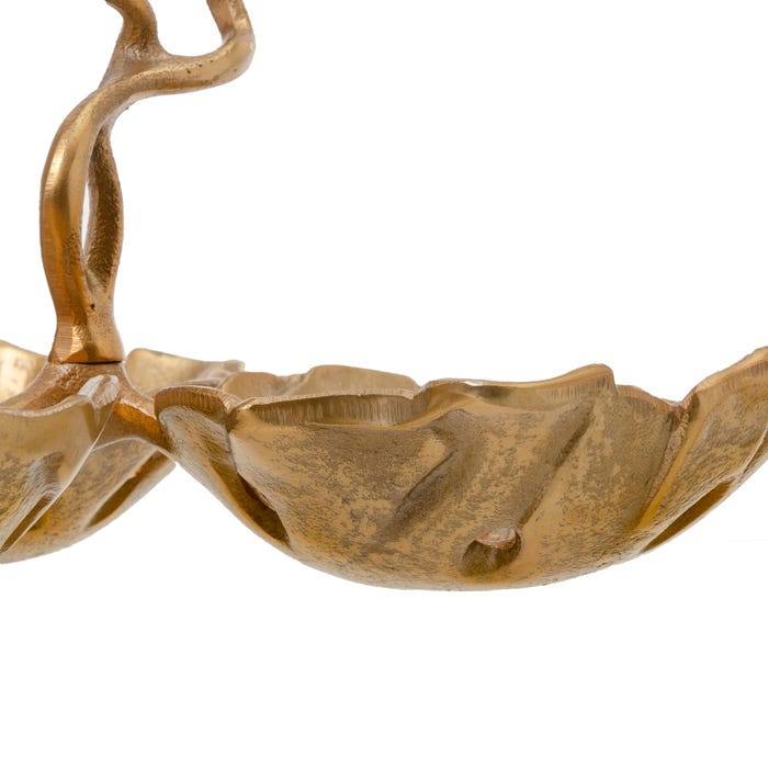 Centro Mesa Hojas Oro Aluminio 28,50 X 28,50 X 20 Cm
