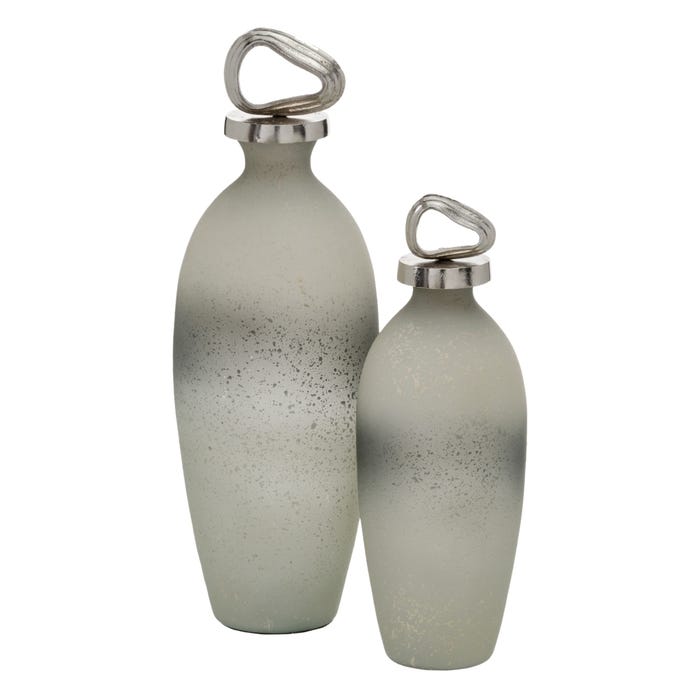 Botella Decorativa Gris-Plata 15 X 15 X 46 Cm