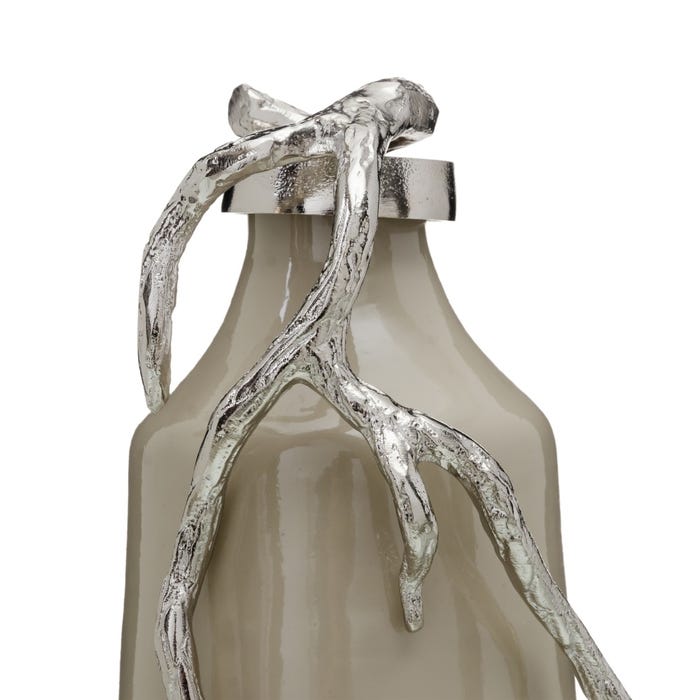 Garrafa Decorativa Bege-Prata 15 X 11 X 37 Cm