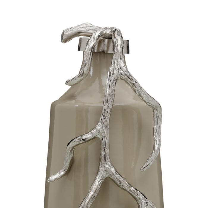 Garrafa Decorativa Bege-Prata 17 X 16 X 44 Cm