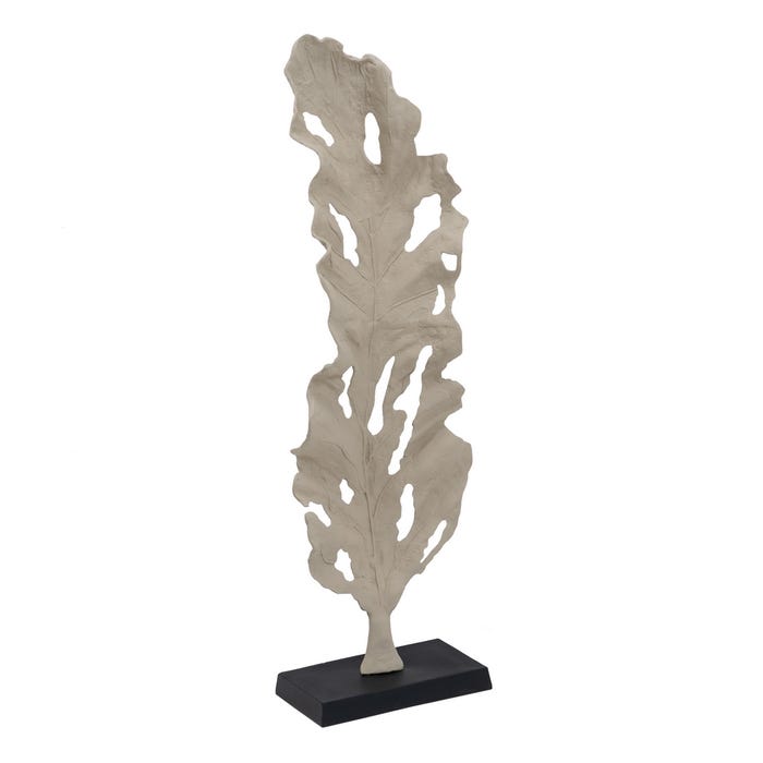 Escultura Hoja Taupe Aluminio Decoración 47 X 23 X 152,40 Cm