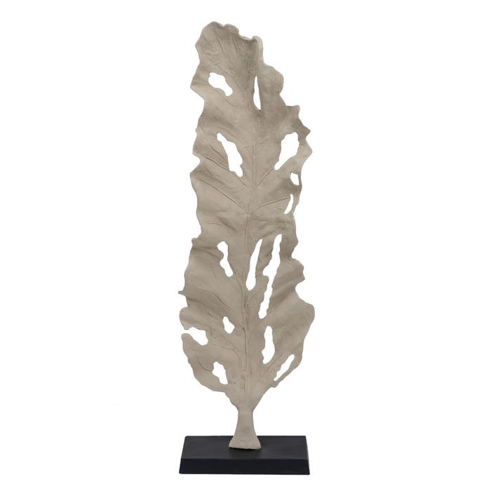 Escultura Hoja Taupe Aluminio Decoración 47 X 23 X 152,40 Cm