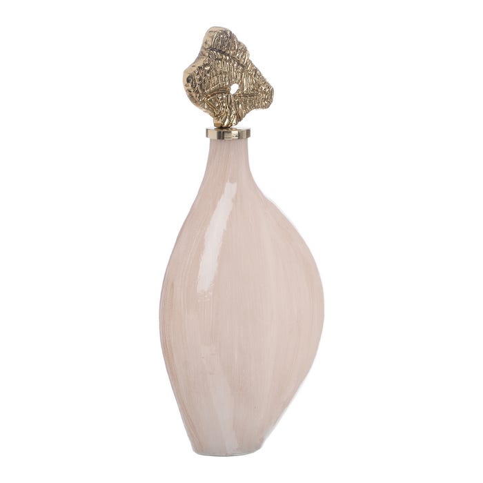 Garrafa Decorativa de Cristal Creme-Dourado 23 X 10 X 51 Cm