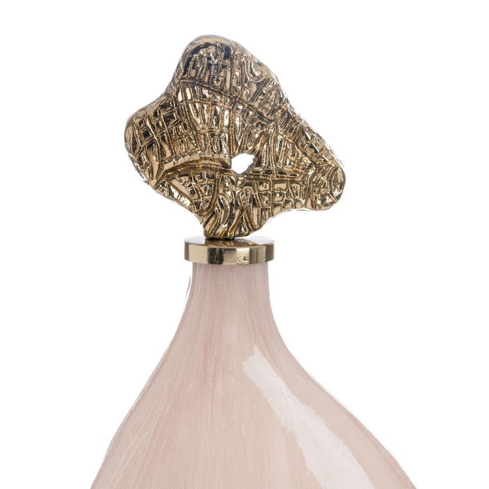 Garrafa Decorativa de Cristal Creme-Dourado 23 X 10 X 51 Cm