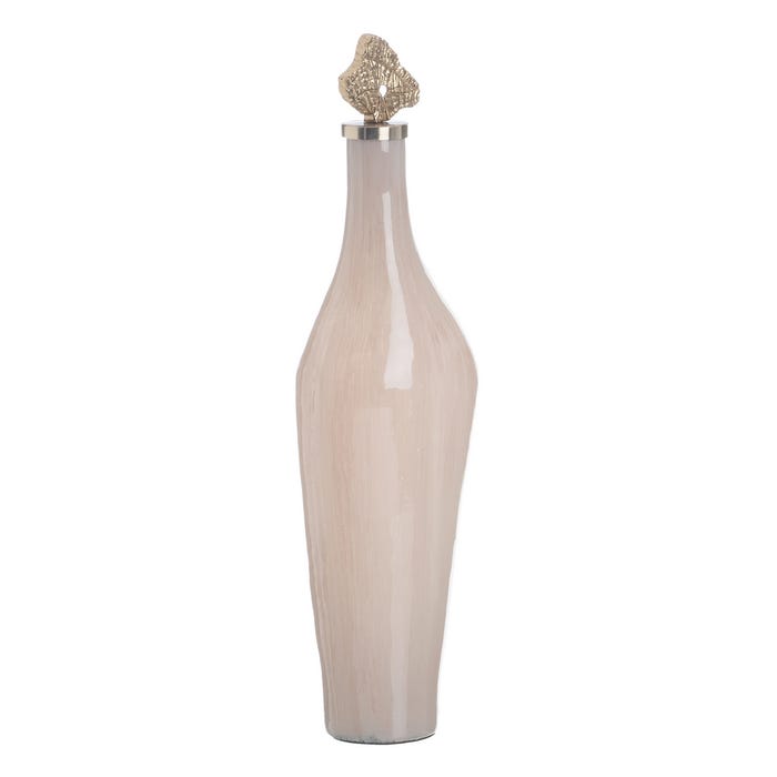 Garrafa Decorativa de Cristal Creme-Dourado 15 X 12 X 56 Cm
