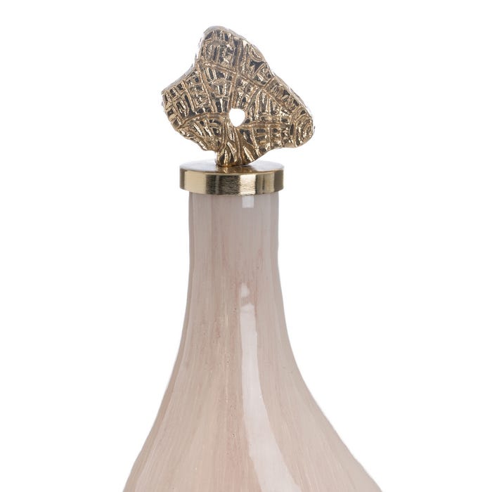 Garrafa Decorativa de Cristal Creme-Dourado 15 X 12 X 56 Cm