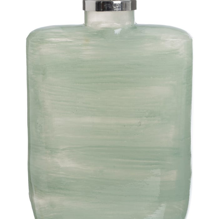 Garrafa de vidro decorativa verde-prateada 16 x 10 x 46 cm