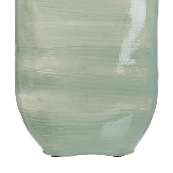 Botella Decorativa Verde-Plata Cristal 16 X 10 X 46 Cm