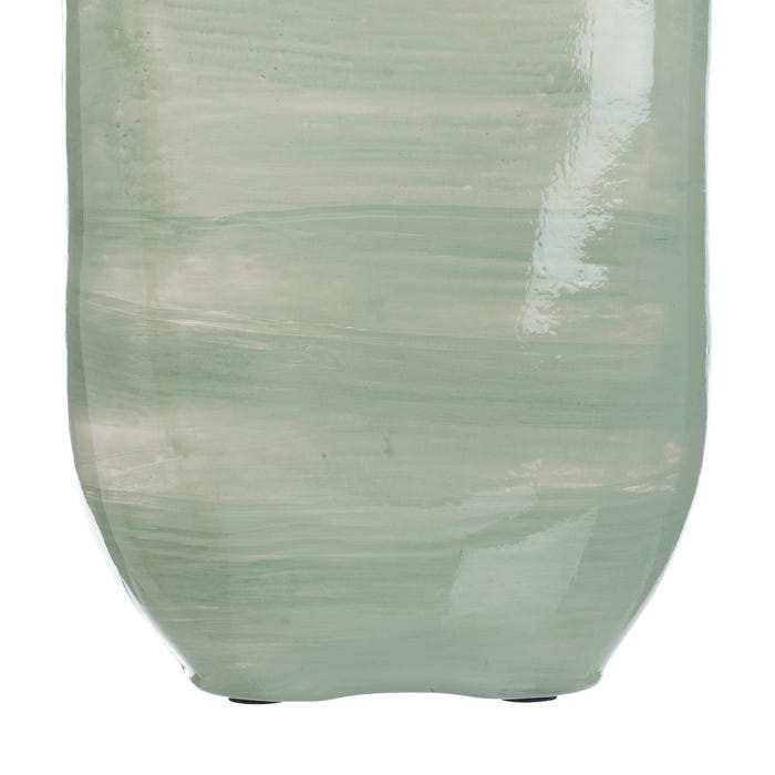 Garrafa de vidro decorativa verde-prateada 16 x 10 x 46 cm