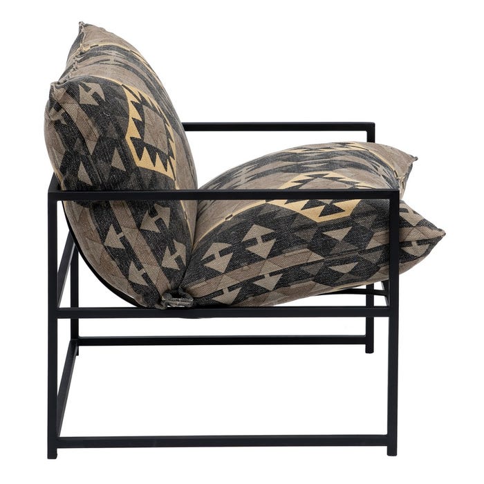 Sillón Negro-Taupe Tejido-Metal Salón 70 X 84 X 86 Cm