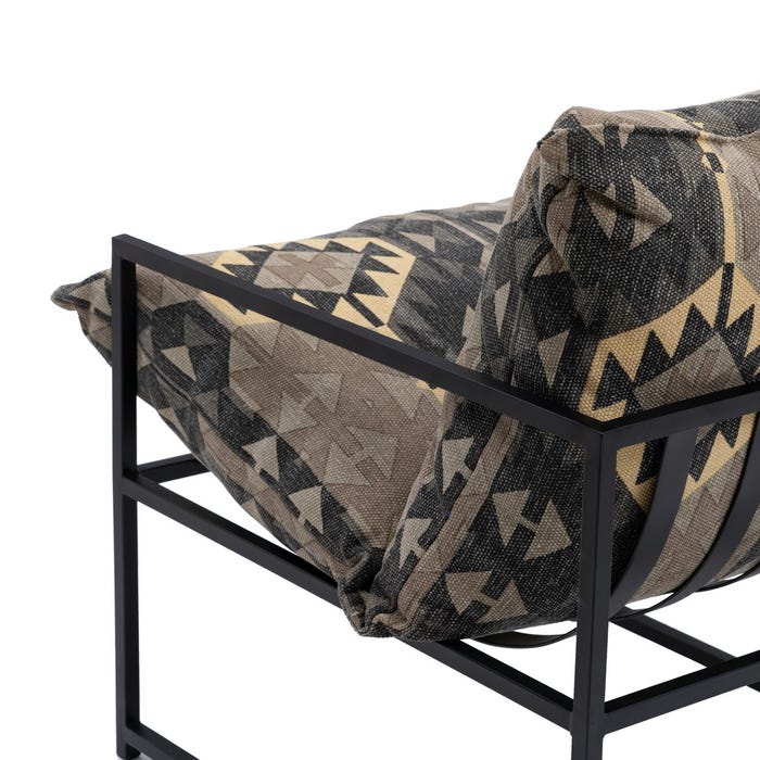 Sillón Negro-Taupe Tejido-Metal Salón 70 X 84 X 86 Cm