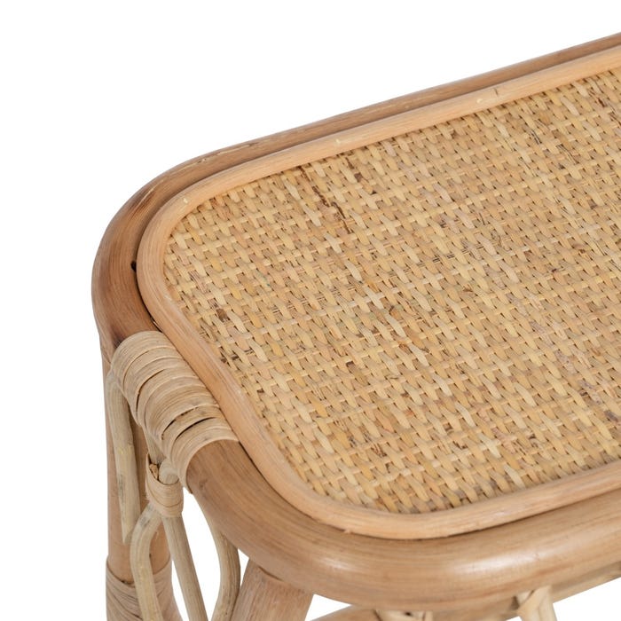 Mesa porta-revistas de vime natural para sala de estar 70 x 30 x 50 cm