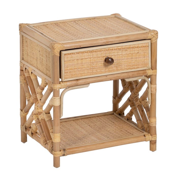 Mesa de quarto de vime natural 45 x 35 x 50 cm