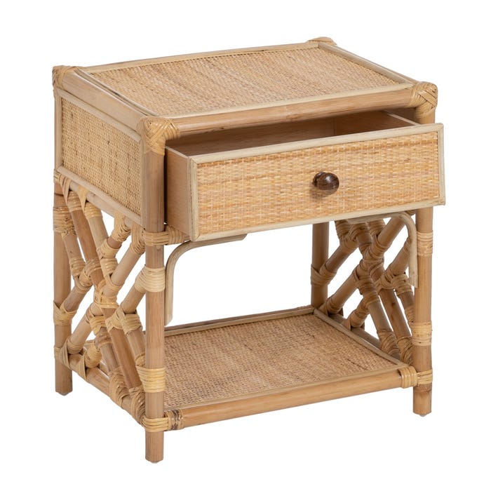 Mesa de quarto de vime natural 45 x 35 x 50 cm